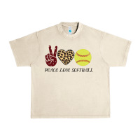 Sandshell Peace Love Softball Urban Heavy Tee - Bettercallsaul