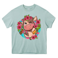 Arona cute cow pink flowers and leopard pattern Heavy Core Tee - NancyCooperArtShop