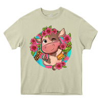 Mossy cute cow pink flowers and leopard pattern Heavy Core Tee - NancyCooperArtShop