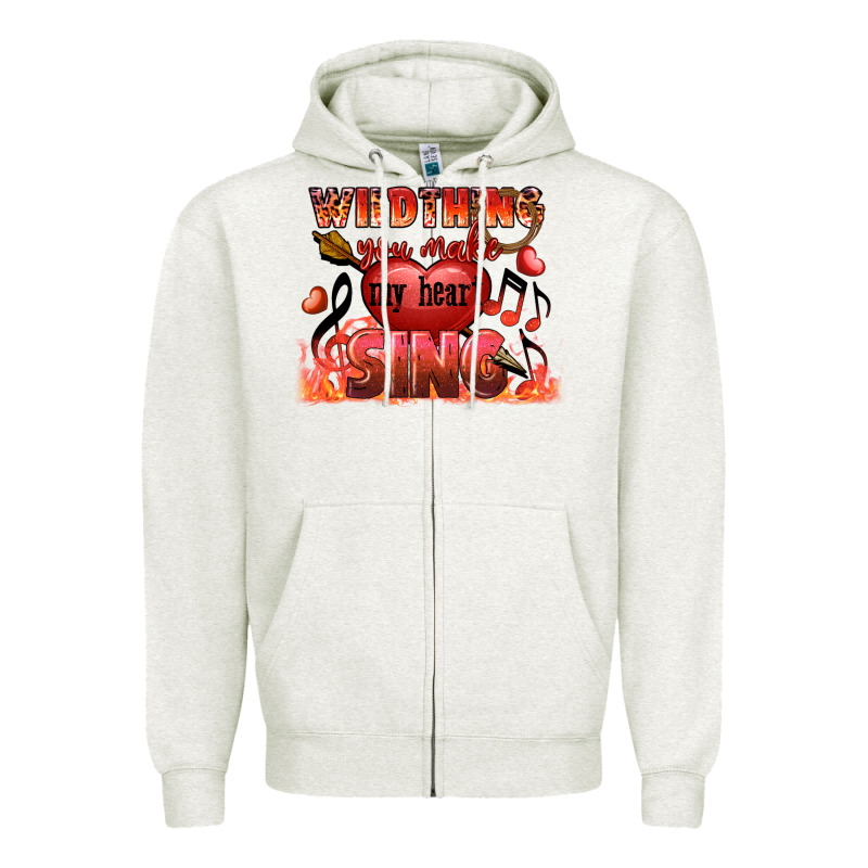 Valentine's Day Wild Thing You Make My Heart Sing Zipper Hoodie by FaDigitalArtStudio | Teevron