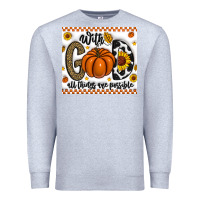 Heather Grey With God All Things Are Possible Premium Sweatshirt - CowhideDigitalArt
