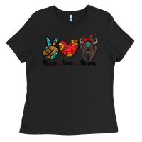 Black peace love bison Ladies Tee - RanaPortraitStore