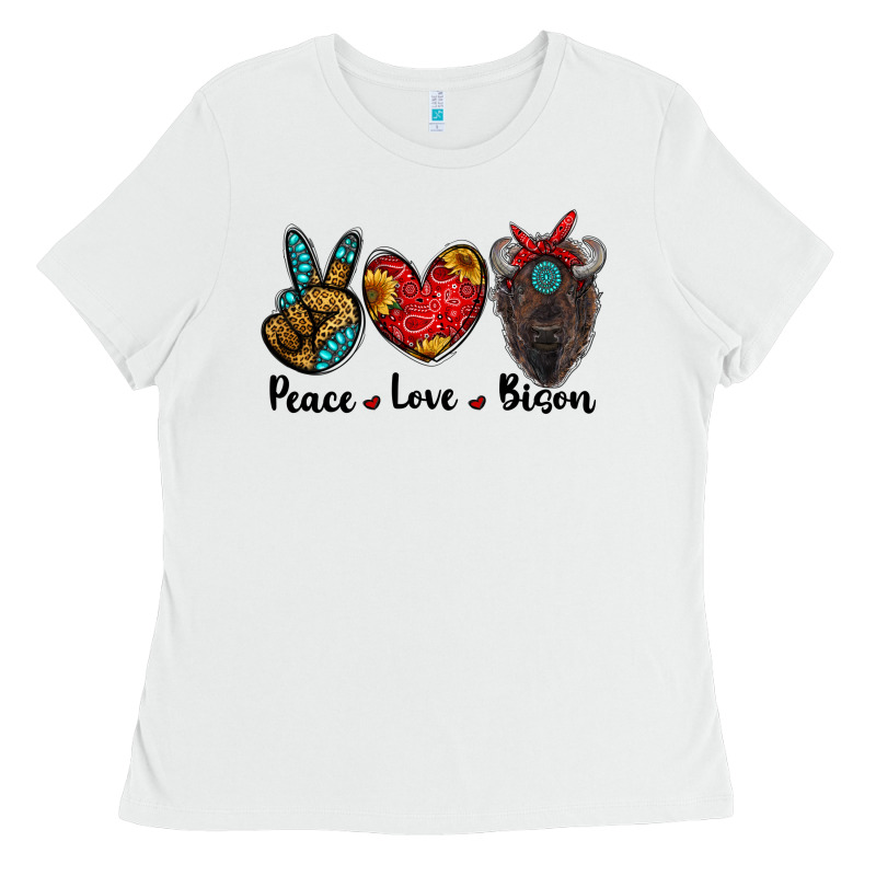 Peace Love Bison Ladies Tee by RanaPortraitStore | Teevron