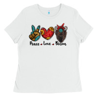 White peace love bison Ladies Tee - RanaPortraitStore