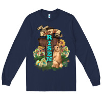 Navy He is risen Bunny Cross Easter Day Long Sleeve Tee - HowdyJamesFarm