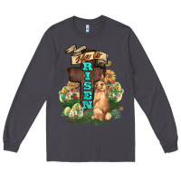 Smoke He is risen Bunny Cross Easter Day Long Sleeve Tee - HowdyJamesFarm