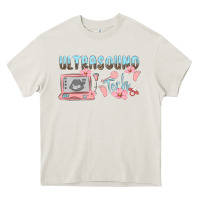 Cream ultrasound tech Heavy Core Tee - MaliasSmallBusiness