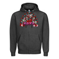 Charcoal Heather skull xoxo rainbow valentine's day Zipper Hoodie - FaDigitalArtStudio