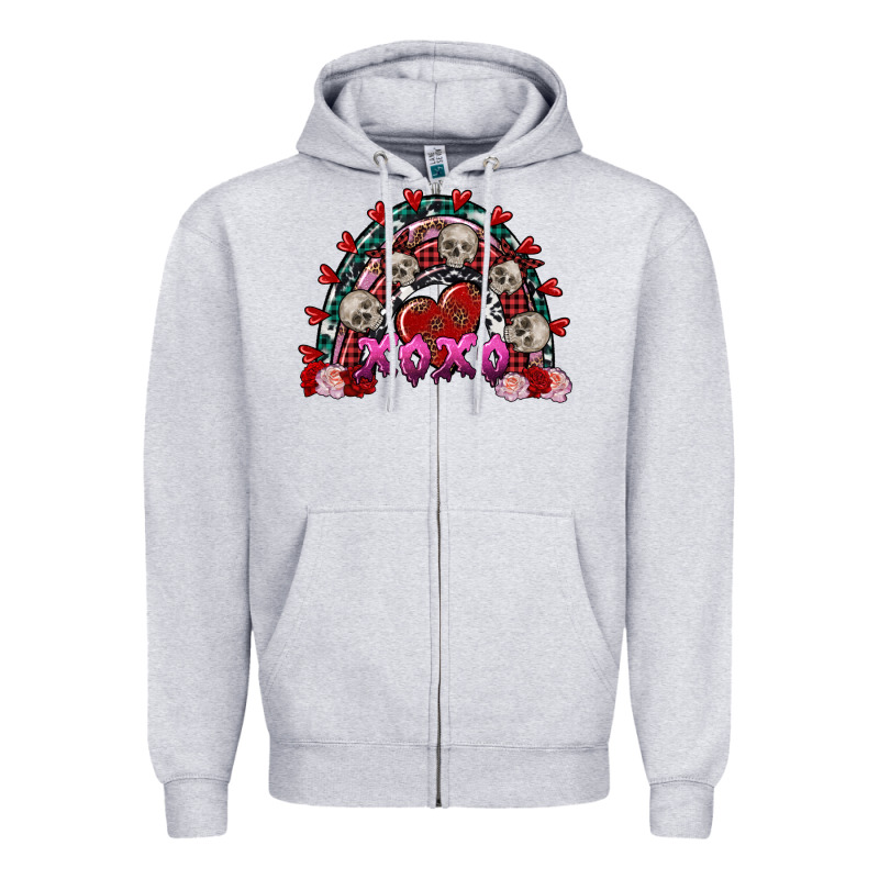 Skull Xoxo Rainbow Valentine's Day Zipper Hoodie by FaDigitalArtStudio | Teevron