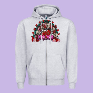 Skull Xoxo Rainbow Valentine's Day Zipper Hoodie Designed By Fadigitalartstudio