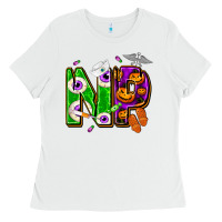 White halloween np nurse practitioner Ladies Tee - NancyCooperArtShop