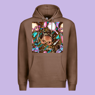 Hairdresser Messy Bun Hand Mirror And Scissors With Leopard And Tiger  Premium Hoodie Designed By Bundleandbundleshop
