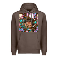 Coffee hairdresser messy bun hand mirror and scissors with leopard and tiger  Premium Hoodie - BundleAndBundleShop
