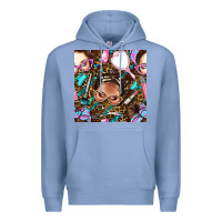 Colony Blue hairdresser messy bun hand mirror and scissors with leopard and tiger  Premium Hoodie - BundleAndBundleShop