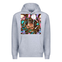 Heather Grey hairdresser messy bun hand mirror and scissors with leopard and tiger  Premium Hoodie - BundleAndBundleShop