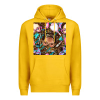Lemon hairdresser messy bun hand mirror and scissors with leopard and tiger  Premium Hoodie - BundleAndBundleShop
