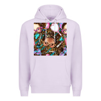 Lilac hairdresser messy bun hand mirror and scissors with leopard and tiger  Premium Hoodie - BundleAndBundleShop