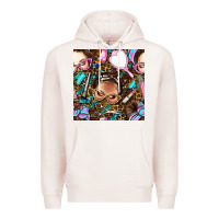 Pale Pink hairdresser messy bun hand mirror and scissors with leopard and tiger  Premium Hoodie - BundleAndBundleShop
