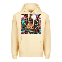 Pina Colada hairdresser messy bun hand mirror and scissors with leopard and tiger  Premium Hoodie - BundleAndBundleShop