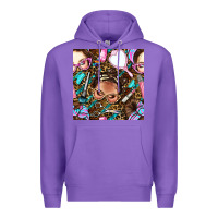 Purple hairdresser messy bun hand mirror and scissors with leopard and tiger  Premium Hoodie - BundleAndBundleShop