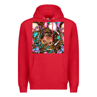Red hairdresser messy bun hand mirror and scissors with leopard and tiger  Premium Hoodie - BundleAndBundleShop