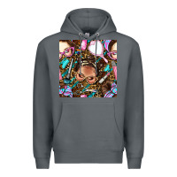 Rock hairdresser messy bun hand mirror and scissors with leopard and tiger  Premium Hoodie - BundleAndBundleShop