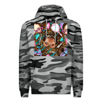Slate Camo hairdresser messy bun hand mirror and scissors with leopard and tiger  Premium Hoodie - BundleAndBundleShop
