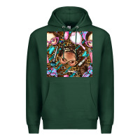 Sports Green hairdresser messy bun hand mirror and scissors with leopard and tiger  Premium Hoodie - BundleAndBundleShop
