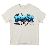 Cream barber life Heavy Core Tee - NancyCooperArtShop