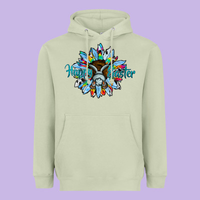 Happy Easter Sunflower Heavyweight Hoodie Designed By Cowhidedigitalart