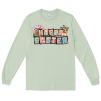 Matcha Happy Easter plate letters Easter Day Long Sleeve Tee - HowdyJamesFarm