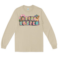 Mushroom Happy Easter plate letters Easter Day Long Sleeve Tee - HowdyJamesFarm