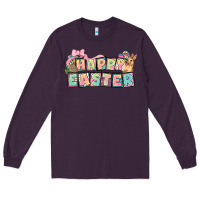 Plum Happy Easter plate letters Easter Day Long Sleeve Tee - HowdyJamesFarm