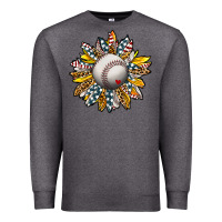 Charcoal Heather Baseball Sunflower Premium Sweatshirt - CowhideDigitalArt