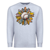Heather Grey Baseball Sunflower Premium Sweatshirt - CowhideDigitalArt