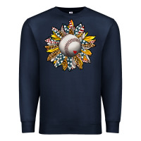 Navy Baseball Sunflower Premium Sweatshirt - CowhideDigitalArt