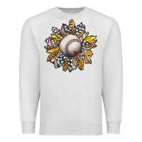 Oatmeal Heather Baseball Sunflower Premium Sweatshirt - CowhideDigitalArt