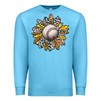 Ocean Blue Baseball Sunflower Premium Sweatshirt - CowhideDigitalArt