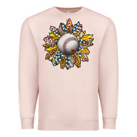 Pale Pink Baseball Sunflower Premium Sweatshirt - CowhideDigitalArt
