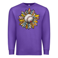 Purple Baseball Sunflower Premium Sweatshirt - CowhideDigitalArt