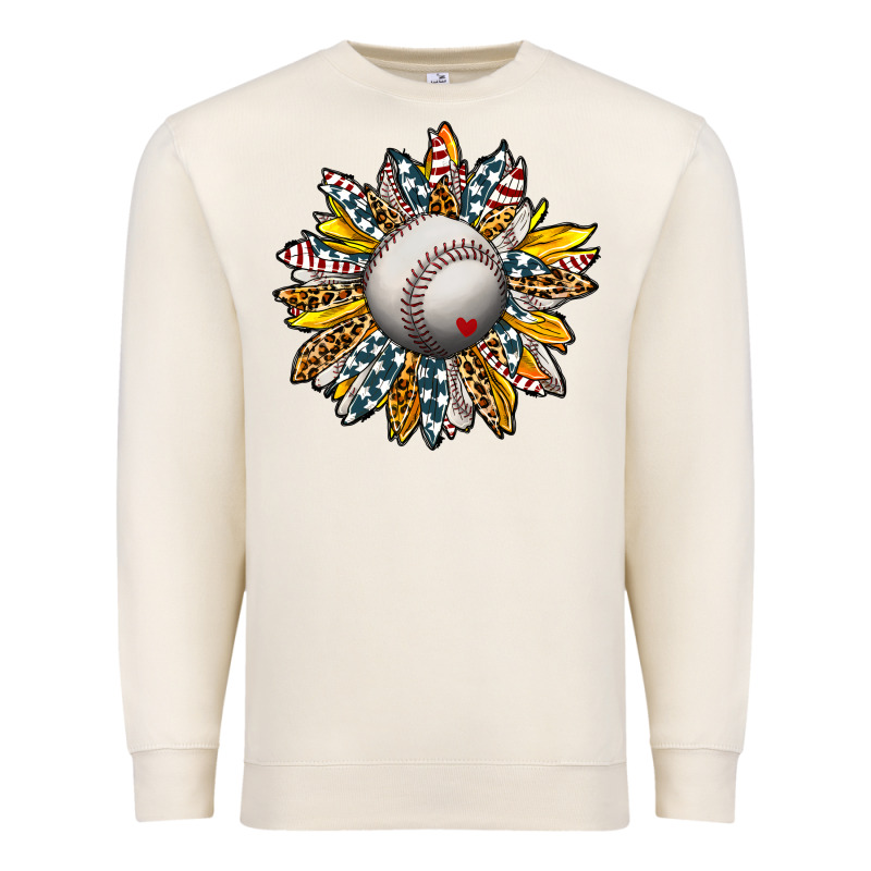 Baseball Sunflower Premium Sweatshirt by CowhideDigitalArt | Teevron