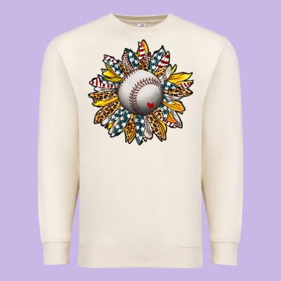 Baseball Sunflower Premium Sweatshirt Designed By Cowhidedigitalart