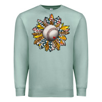 Seafoam Baseball Sunflower Premium Sweatshirt - CowhideDigitalArt