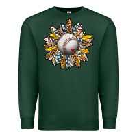 Sports Green Baseball Sunflower Premium Sweatshirt - CowhideDigitalArt