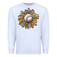 White Baseball Sunflower Premium Sweatshirt - CowhideDigitalArt