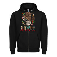 Black howdy christmas skull Zipper Hoodie - FaDigitalArtStudio