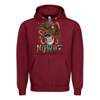 Burgundy howdy christmas skull Zipper Hoodie - FaDigitalArtStudio