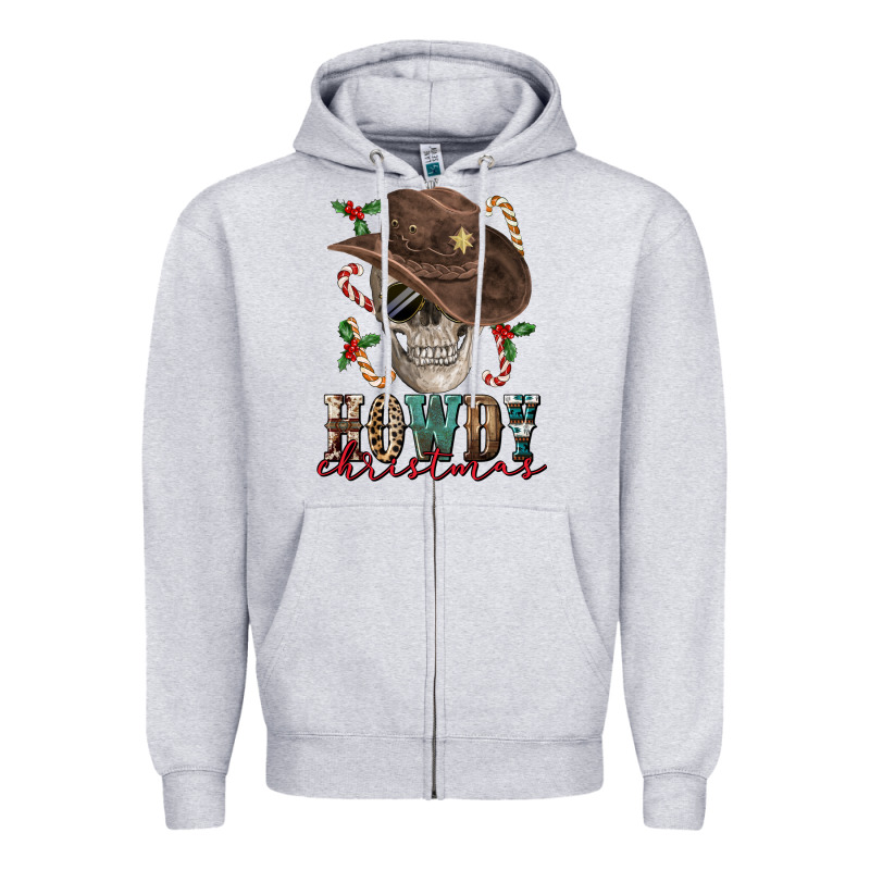 Howdy Christmas Skull Zipper Hoodie by FaDigitalArtStudio | Teevron