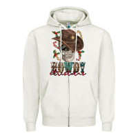 Oatmeal Heather howdy christmas skull Zipper Hoodie - FaDigitalArtStudio