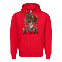 Red howdy christmas skull Zipper Hoodie - FaDigitalArtStudio